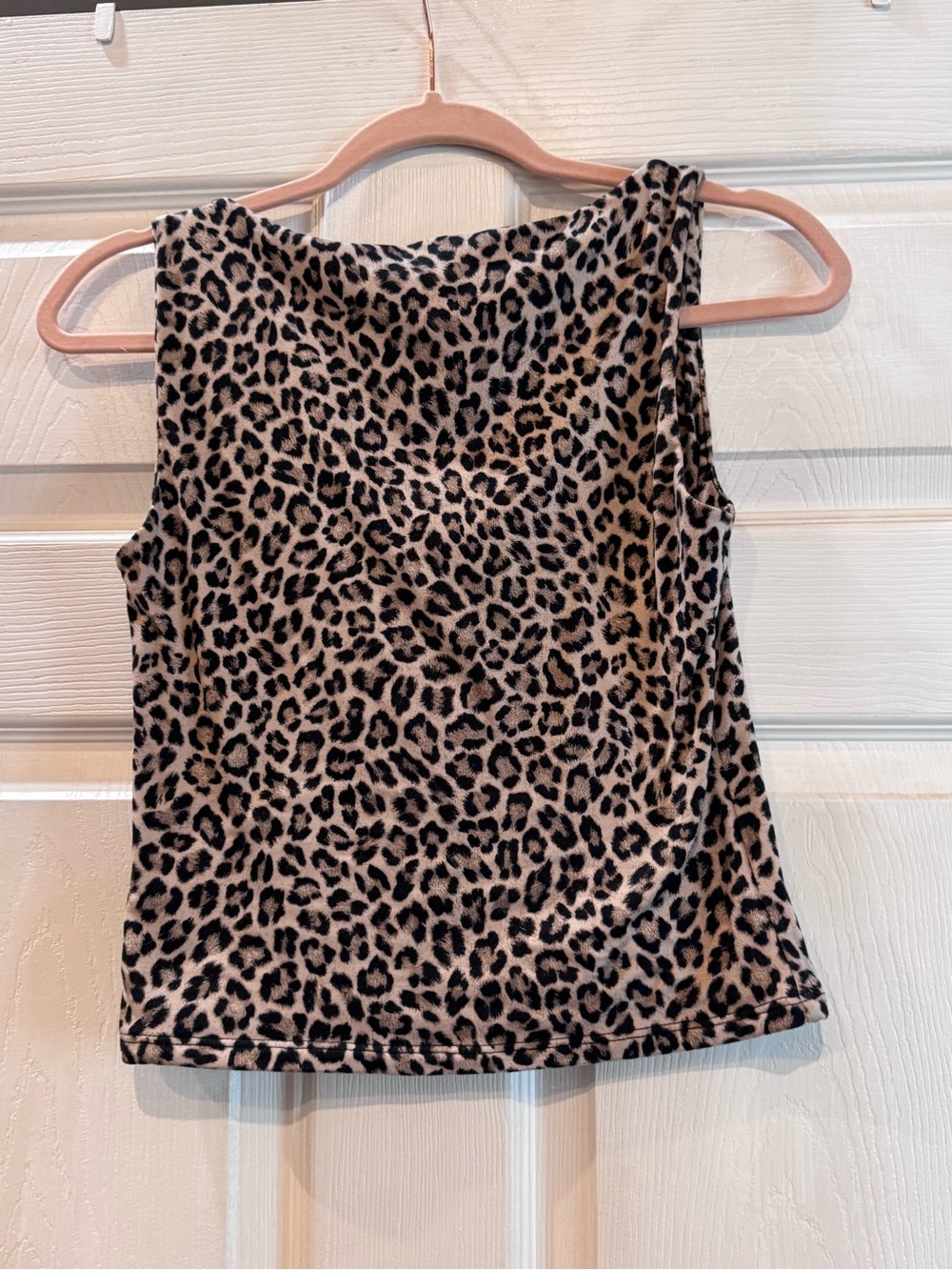 Sleeveless Leopard Print Tank Top - Beige/Black - Picture 3 of 7